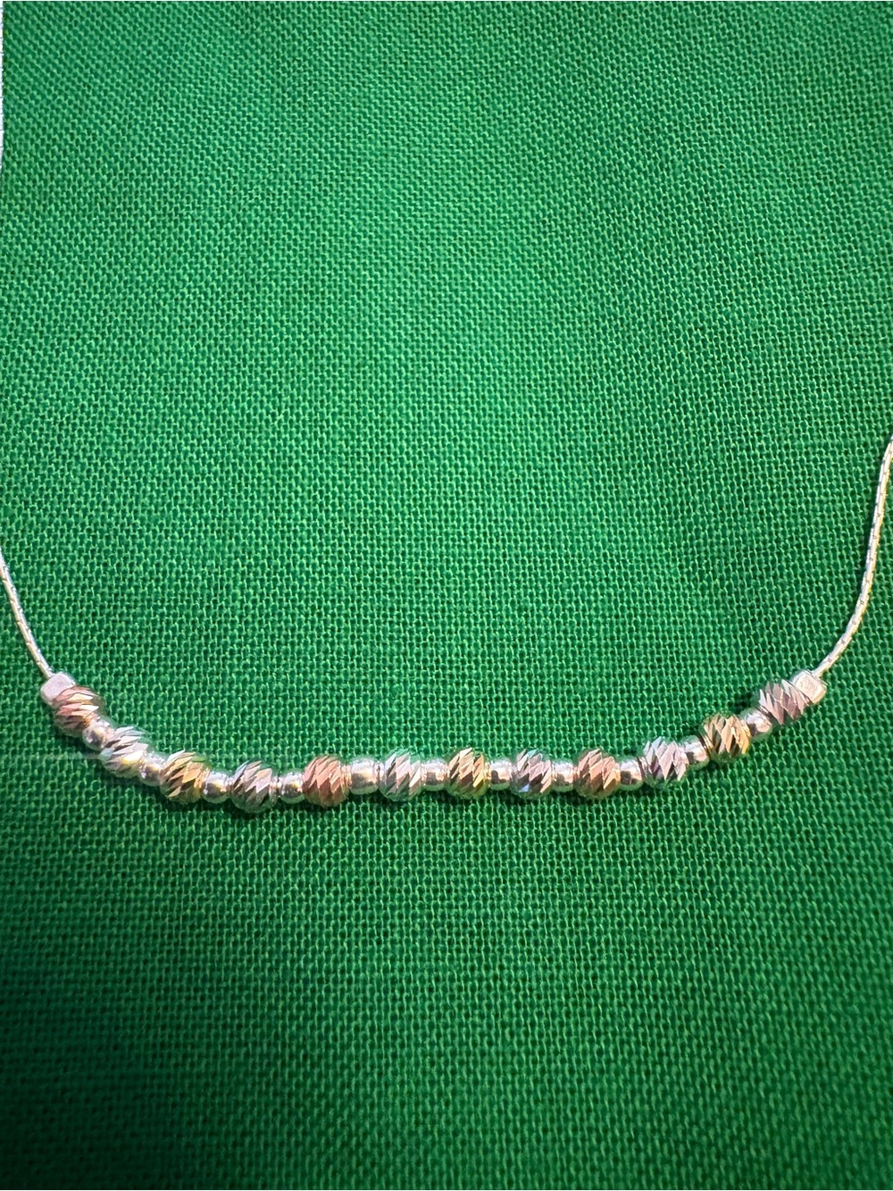 Silver Jeans Tri-Color Faceted Bead Necklace - Silver, Gold, Rose